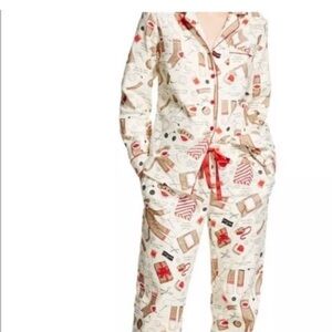 Nick & Nora Cream and Red sock monkey women’s Pajama Set